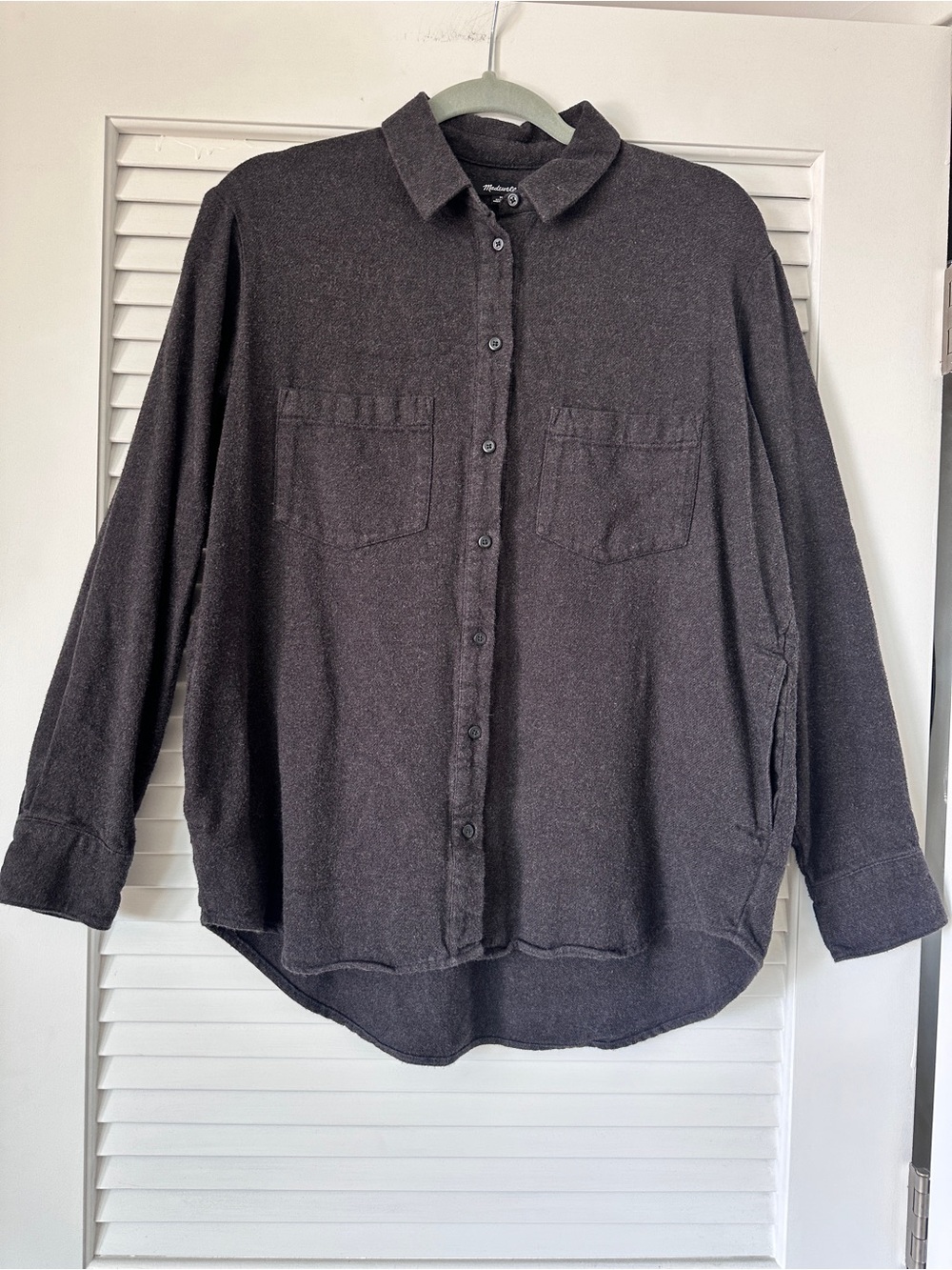 Madewell Flannel Sunday Shirt Charcoal Grey Relaxed Fit Button Down M